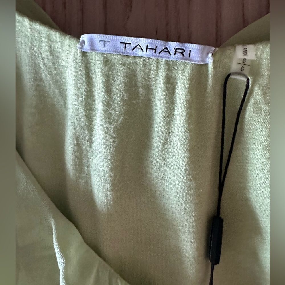 Tahari Everleigh High-Low Sheer Wrap Dress in Celery stalk green -Size Large NWT - Picture 5 of 11